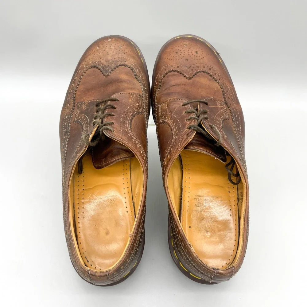 Vintage Dr Martens 3989 Oxford Mens 13 Brown Crazy Horse Leather Wingtip Brogue